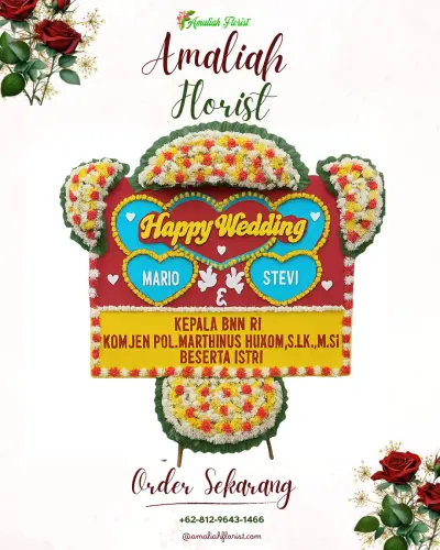Karangan Papan Bunga Pernikahan di Wuled